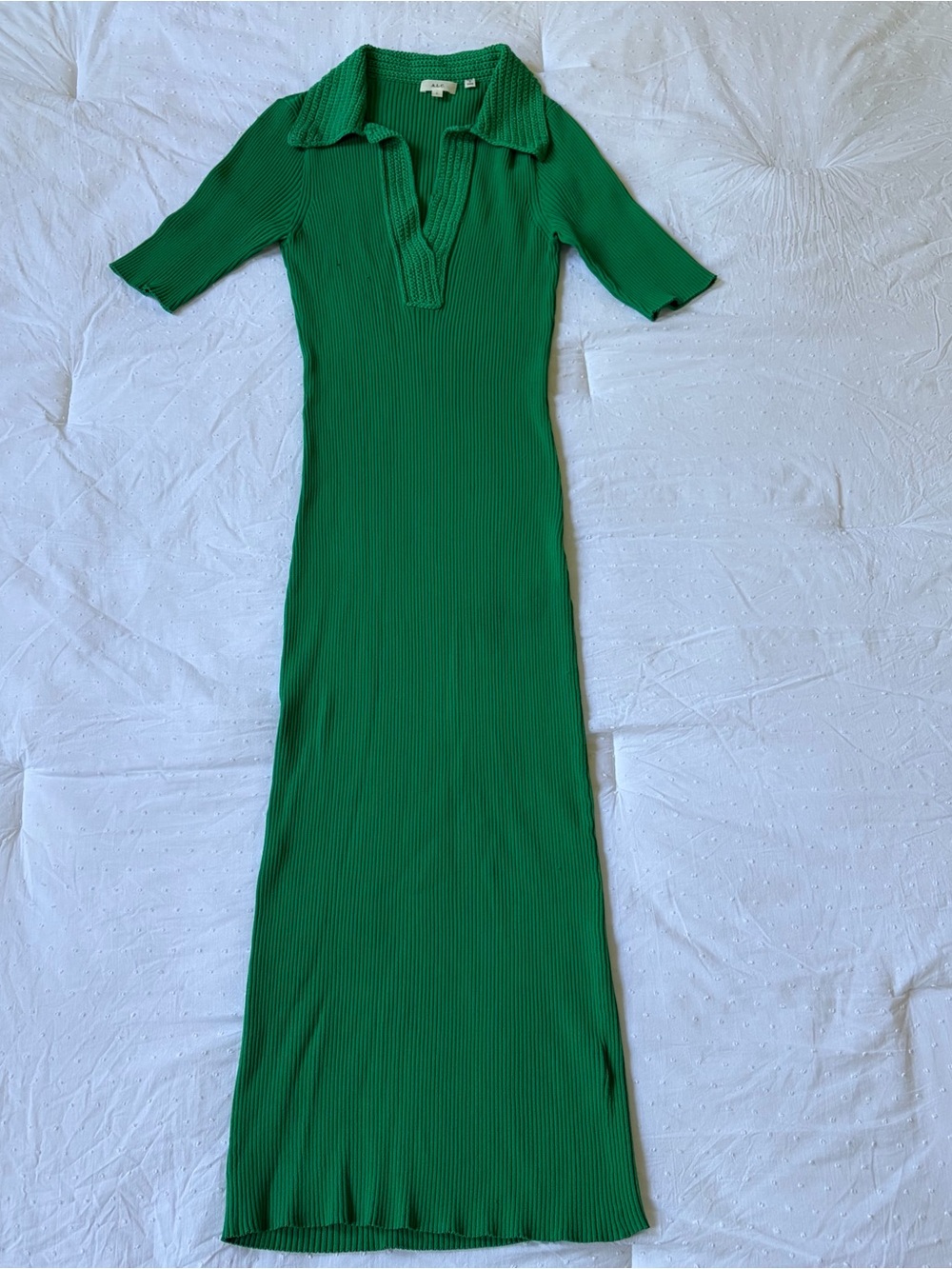 A.L.C. Adrian Polo Knit Maxi Dress Clover Green Size Large Flawed